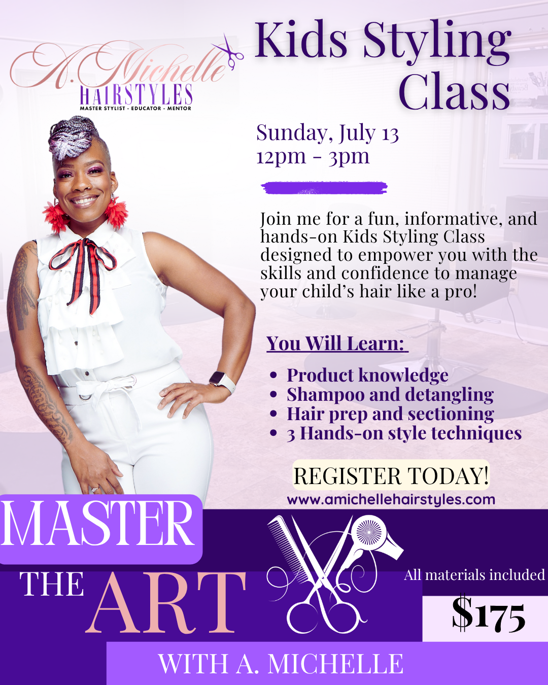 Kids Styling Class Sunday, July 13