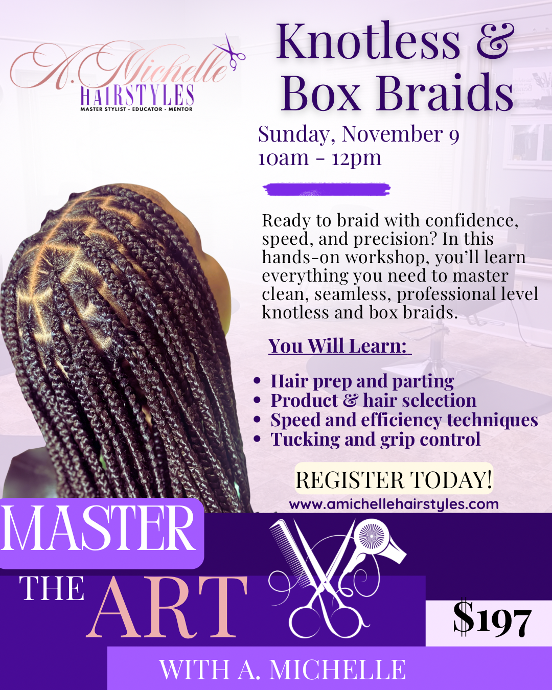 Knotless & Box Braid Class Sunday Nov 9th
